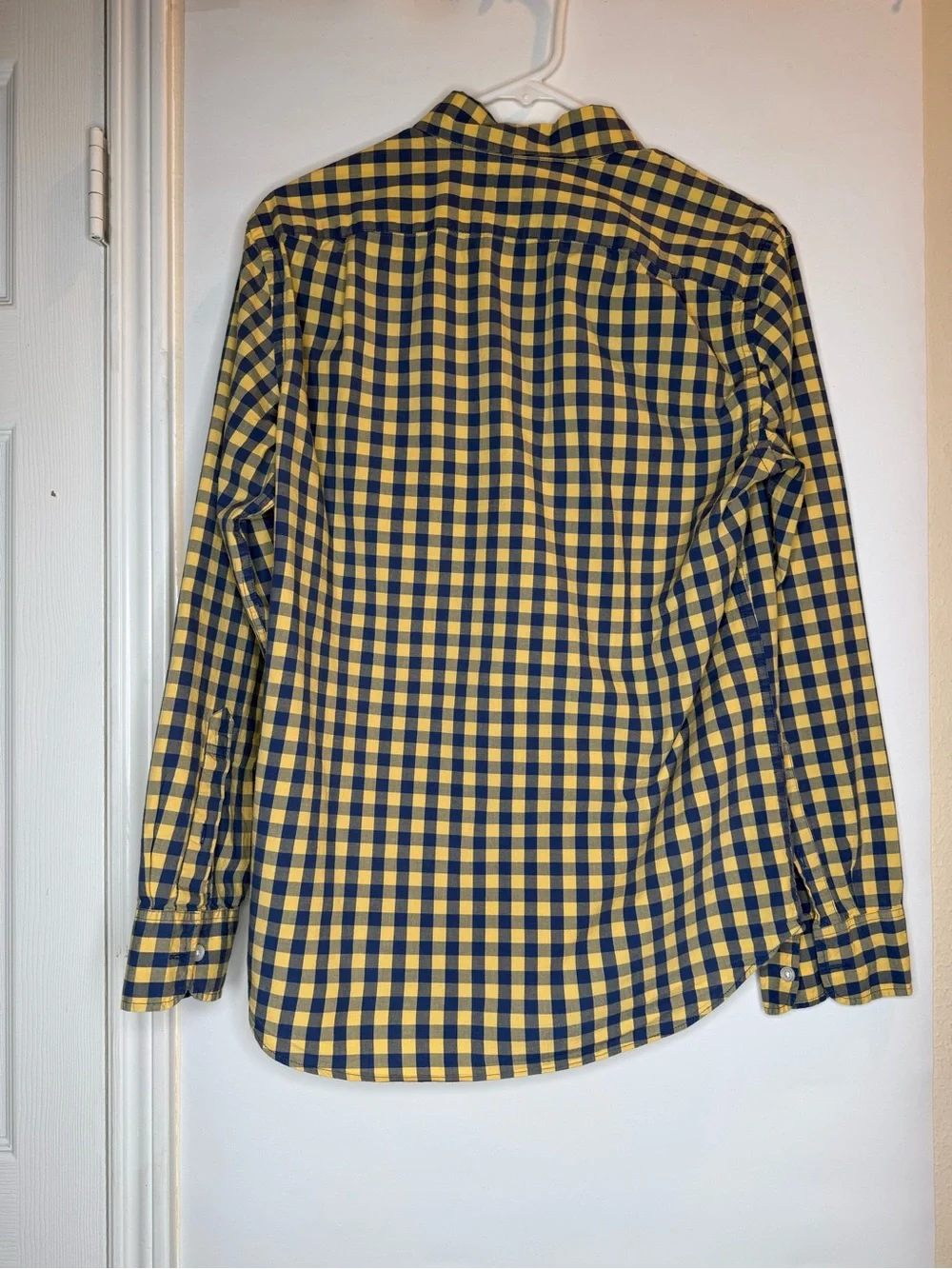 J. Crew Yellow and Navy Gingham Button-Down Shirt